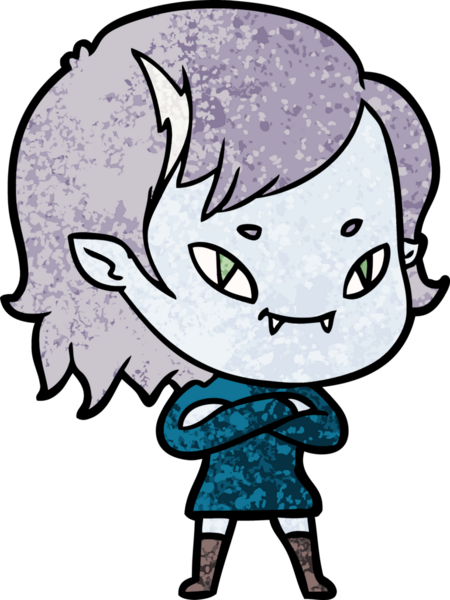 Bir insan tarafından çizilmiş çizgi film dostu vampir kız.