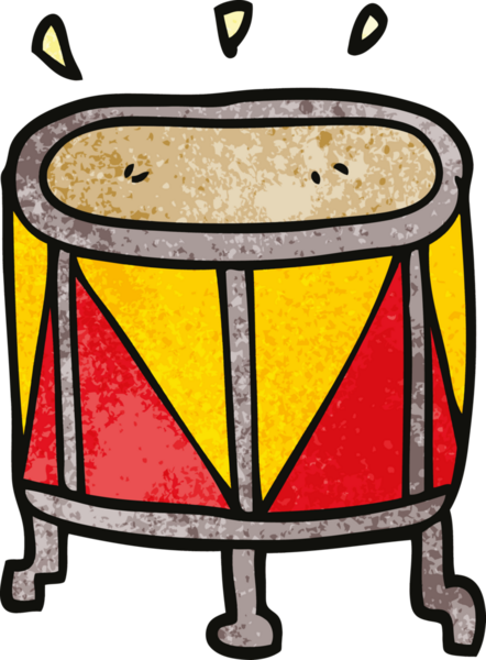 Bir insan tarafından çizilmiş karikatür davulu.