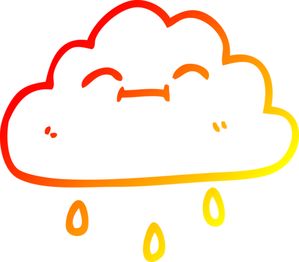 Bir insan tarafından çizilen mutlu yağmur bulutu çizgi filminin sıcak gradyanı