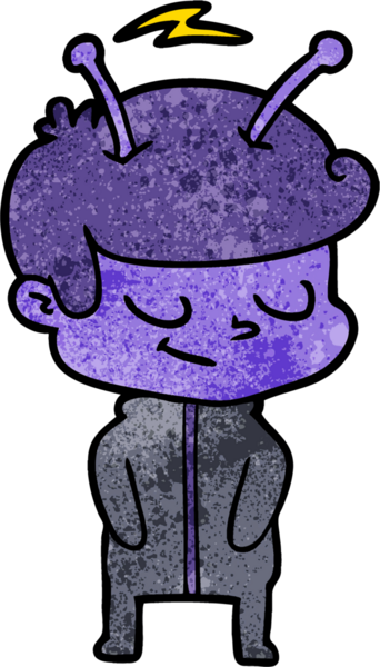 Bir insan tarafından çizilmiş dost canlısı çizgi film uzay adamı.