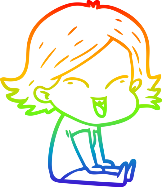 gökkuşağı gradyan çizimi mutlu bir çizgi film kızı bir insan tarafından çizildi