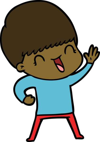 Bir insan tarafından çizilmiş mutlu çizgi film çocuğu.