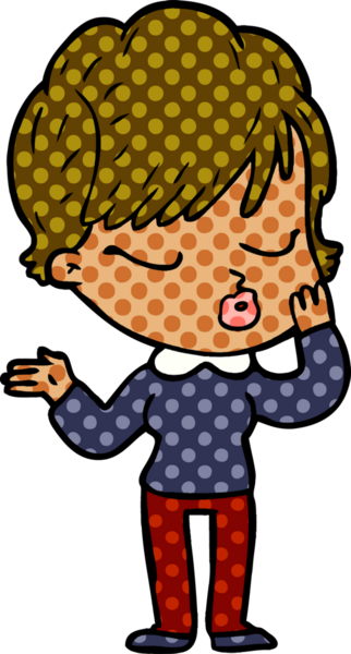 Bir insan tarafından çizilmiş gözleri kapalı çizgi film kadını.