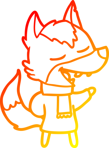 Bir insan tarafından çizilmiş eşarplı bir kurt çizgi çizimi.