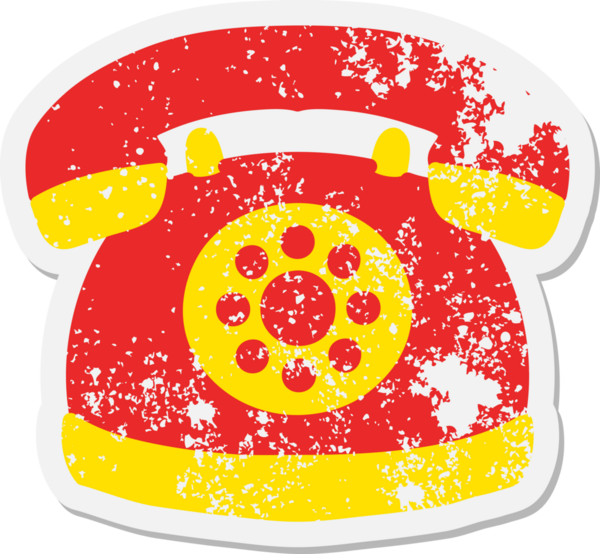 Bir insan tarafından çizilmiş eski tarz telefon grunge etiketi