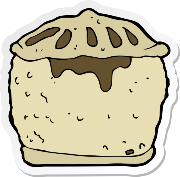 Bir insan tarafından çizilmiş karikatür etli böreğin çıkartması.