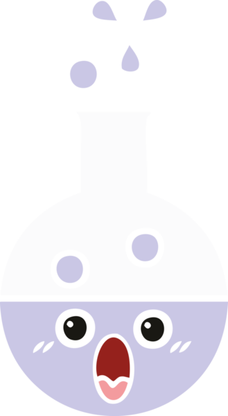 Bir insan tarafından çizilmiş bir test tüpünün düz renk retro karikatürü