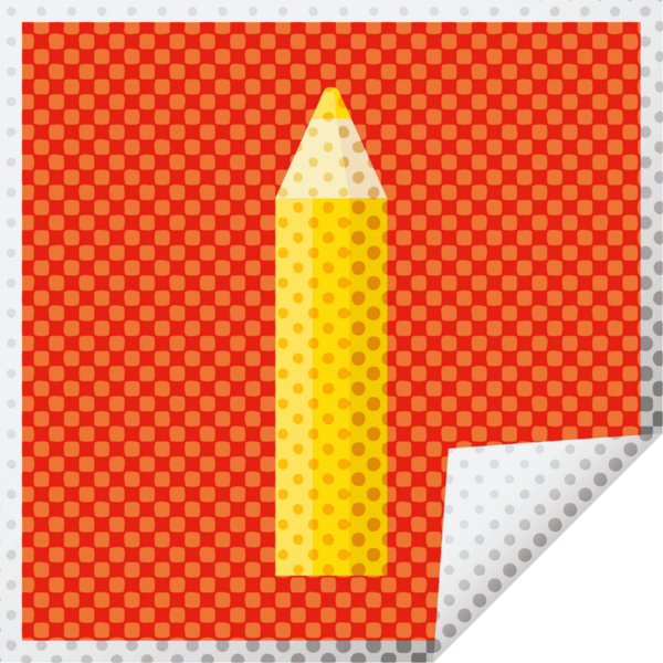 bir insan tarafından çizilmiş turuncu renkli kalem grafik vektör kare etiketi