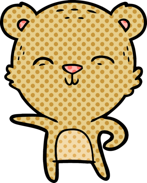 Bir insan tarafından çizilmiş mutlu çizgi film ayısı.