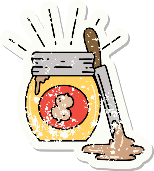 Bir insan tarafından çizilmiş eski bir dövme stili fıstık ezmesi.