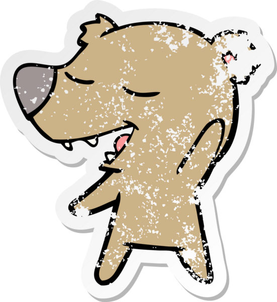 Bir insan tarafından çizilmiş karikatür ayısının sıkıntılı çıkartması.