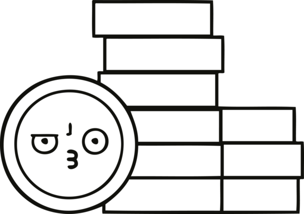 Bir insan tarafından çizilmiş bozuk paraların çizgi çizimi