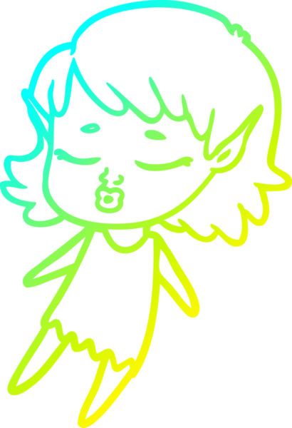 Soğuk gradyan çizgisi, bir insan tarafından çizilmiş güzel bir elf kızının çizimi.