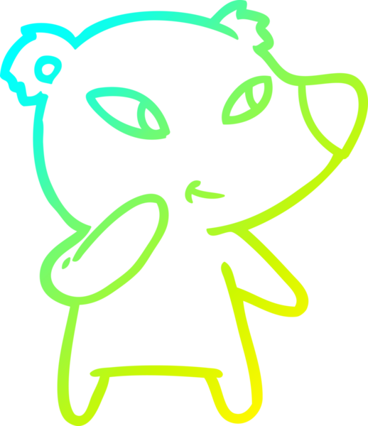 Bir insan tarafından çizilmiş şirin bir çizgi film ayısının soğuk gradyan çizgisi.