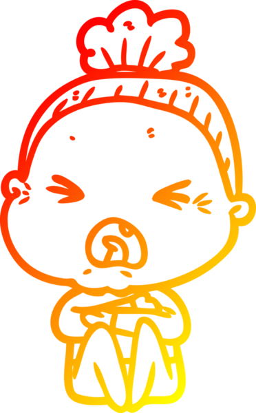 Bir insan tarafından çizilmiş kızgın yaşlı bir kadının sıcak çizgi çizimi.