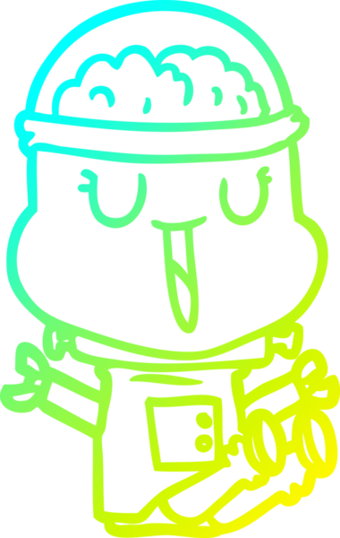 Bir insan tarafından çizilmiş mutlu çizgi film robotu çizimi.