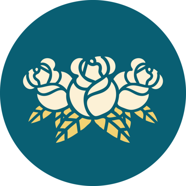 Bir insan tarafından çizilmiş bir buket çiçeğin ikonik dövme şekli