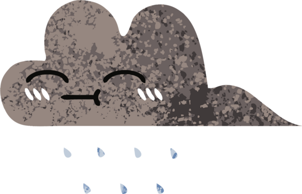 Bir insan tarafından çizilmiş fırtına yağmuru bulutunun retro çizim tarzı karikatürü