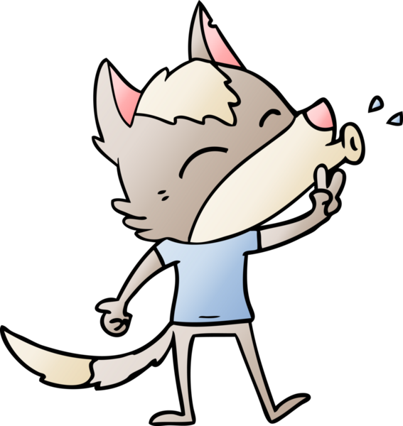 Bir insan tarafından çizilmiş giysiler içinde uluyan kurt çizgi filmi.