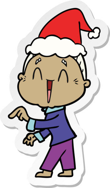 Bir insan tarafından çizilmiş Noel Baba şapkası giyen mutlu yaşlı bir kadının el yazısı.