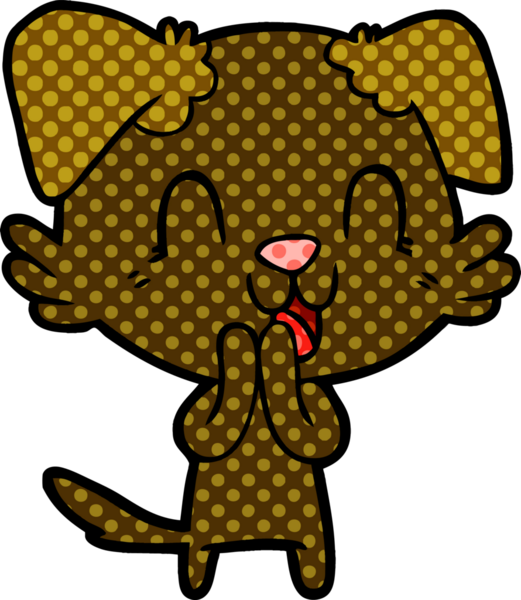 Bir insan tarafından çizilmiş gülen çizgi film köpeği.