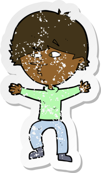 Bir insan tarafından çizilmiş şüpheli bir karikatürün gerilimli çıkartması.