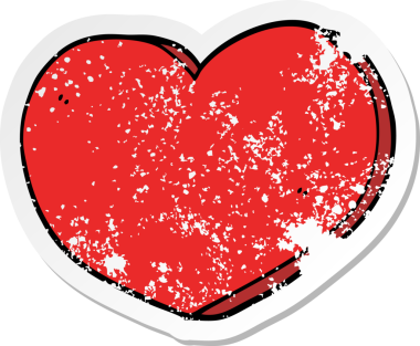 Bir insan tarafından çizilmiş karikatür bir aşk kalbinin hüzünlü çıkartması.