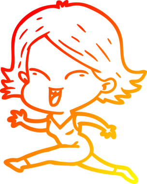 Bir insan tarafından çizilmiş mutlu bir çizgi film kızı çizimi