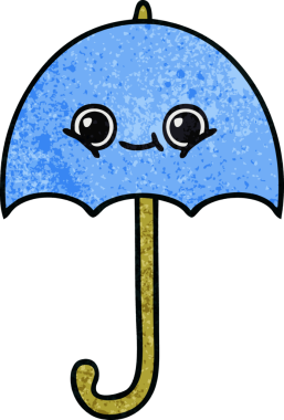 Bir insan tarafından çizilmiş eski grunge desenli şemsiye.