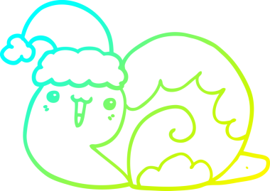 Soğuk gradyan çizgisi bir insan tarafından çizilmiş şirin bir Noel salyangozunun çizimi.