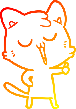 Bir insan tarafından çizilmiş çizgi film kedisinin sıcak çizgi çizimi