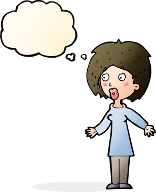 Bir insan tarafından çizilmiş düşünce balonlu bir karikatür.