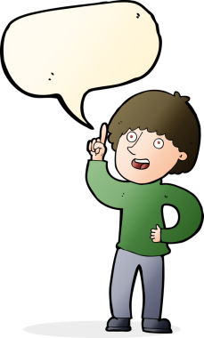 Bir insan tarafından çizilmiş konuşma baloncuğu fikri olan bir çizgi film adamı.