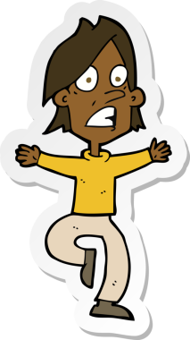 Bir insan tarafından çizilmiş panikleyen bir karikatür çıkartması.