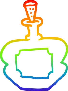 Bir insan tarafından çizilmiş karikatür parfüm şişesinin çizimi.