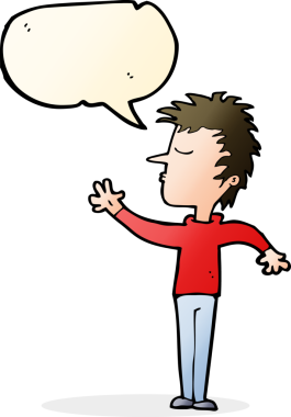 Bir insan tarafından çizilmiş konuşma balonlu bir karikatür.