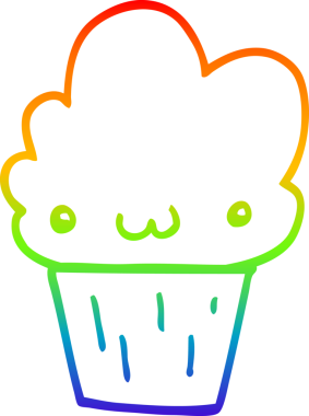 Gökkuşağı gradyan çizgi çizimi bir insan tarafından çizilmiş bir kek.