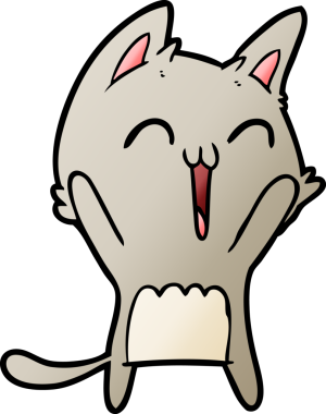 Mutlu çizgi film kedisi miyavlıyor bir insan tarafından