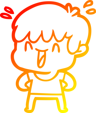 Bir insan tarafından çizilmiş gülen bir çizgi film karakteri çizimi