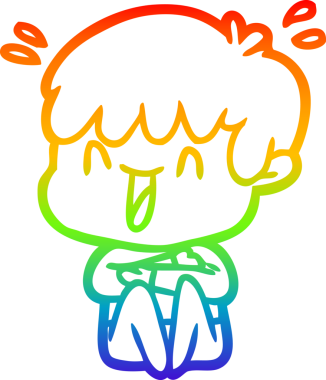 Gökkuşağının gradyan çizimi bir insan tarafından çizilmiş bir çizgi film karakteri.