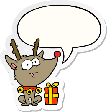 Bir insan tarafından çizilmiş konuşma kabarcığı etiketli karikatür Noel geyiği.