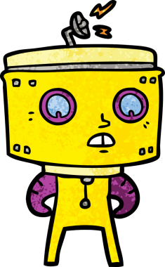 Bir insan tarafından çizilmiş çizgi film robotu