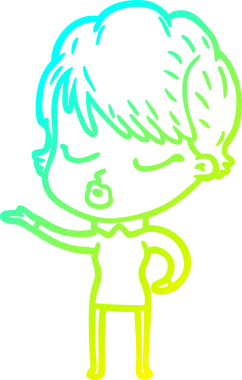 Bir insan tarafından çizilmiş gözleri olan bir karikatür kadın çizimi