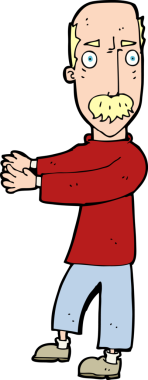 Bir insan tarafından çizilmiş kelleşen adam.