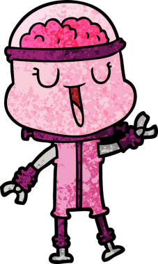 Bir insan tarafından çizilmiş mutlu çizgi film robotu