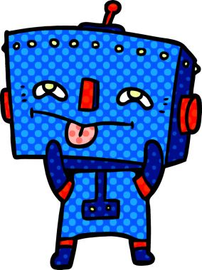 Bir insan tarafından çizilmiş çizgi film robotu