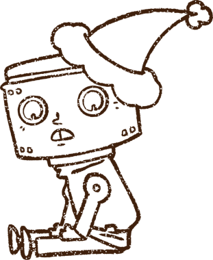 Robot Noel Kömürü Bir insan tarafından çizilmiş