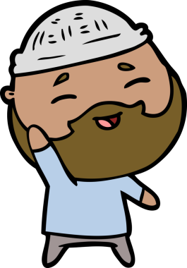 Bir insan tarafından çizilmiş mutlu sakallı bir adam.