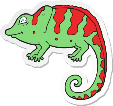 Bir insan tarafından çizilmiş bir bukalemunun çıkartması.