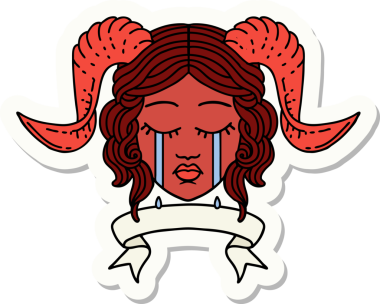 Bir insan tarafından çizilmiş parşömen pankartıyla ağlayan karakterin çıkartması.